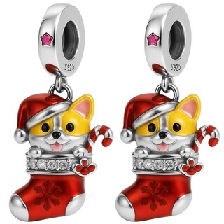 Foto 1 | Foto 1 | Dije Plata S925 Perrito Corgi Ventdepot Mxxgr-002 2 Piezas Plata S925 Chapa Multicolor