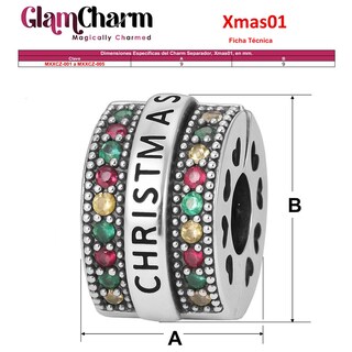 Foto 5 | Foto 5 | Charm Christmas Tubular Ventdepot Mxxcz-001 1 Pieza Plata S925 Chapa Multicolor