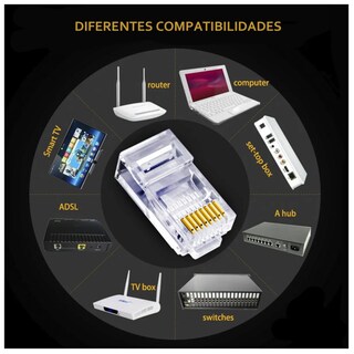 Foto 5 | Foto 5 | Set 100 Plug Conector Belug Profesional Cat 6 Rj45 Cable Red Utp Transparente