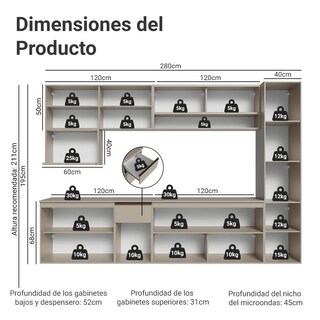 Foto 3 | Foto 3 | Cocina Integral Completa Modular Madesa Nice 280cm Crema 05
