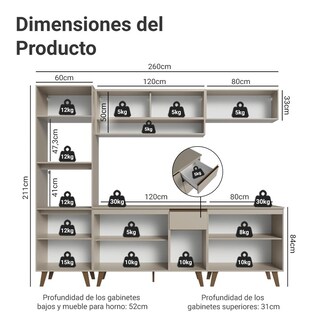 Foto 3 | Foto 3 | Cocina Integral Completa Modular Madesa Nice 260cm Crema 02