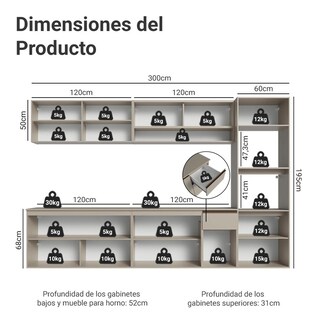 Foto 3 | Foto 3 | Cocina Integral Completa Modular Madesa Nice 300cm Crema 06