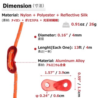 Foto 2 | Foto 2 | Cuerda Guía Reflectante Ligera Para Tiendas Azarxis - Paquete De 12 - Venta Internacional.