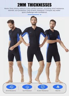 Foto 4 | Foto 4 | Shorty Hevto 2 Mm De Neopreno Para Hombre Para Surf Y Buceo Azul Xxl - Venta Internacional.