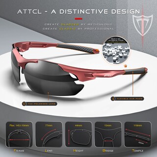 Foto 4 | Foto 4 | Gafas De Sol Polarizadas Attcl 7027 Con Montura Tr90 Uv400 Roja Y Gris - Venta Internacional.
