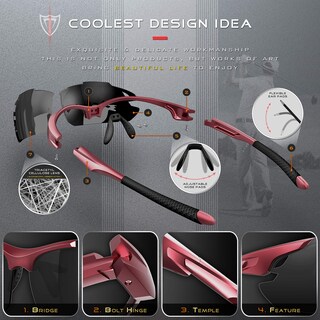 Foto 6 | Foto 6 | Gafas De Sol Polarizadas Attcl 7027 Con Montura Tr90 Uv400 Roja Y Gris - Venta Internacional.