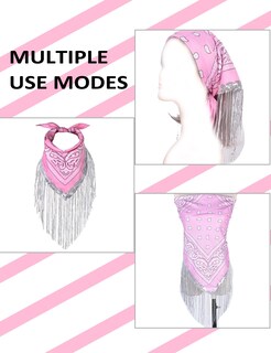 Foto 2 | Foto 2 | Bandana Jianglai Con Flecos Y Rhinestone Con Gafas De Sol En Forma De Corazón Rosadas - Venta Internacional.