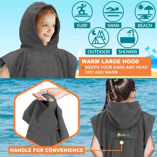 Foto 4 | Foto 4 | Poncho De Surf Con Capucha Y Toalla Para Cambiarse Para Niños De 3 A 7 Años - Venta Internacional.