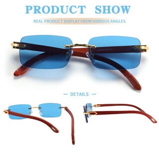 Foto 6 | Foto 6 | Gafas De Sol Dollger Sin Montura De Madera En Formato Rectángulo Uv400 Para Hombres Y Mujeres - Venta Internacional.