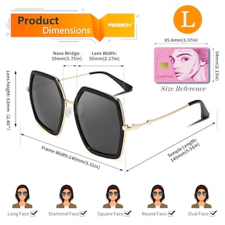 Foto 4 | Foto 4 | Gafas De Sol Feisedy Retro Cuadradas Grandes Para Mujer B2503 - Venta Internacional.