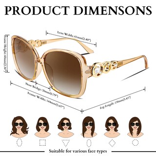 Foto 6 | Foto 6 | Gafas De Sol Feisedy Para Mujer Oversize Cuadradas Polarizadas - Venta Internacional.