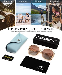 Foto 7 | Foto 7 | Gafas De Sol Feisedy Para Mujer Oversize Cuadradas Polarizadas - Venta Internacional.
