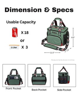 Foto 3 | Foto 3 | Bolsa Térmica Para Almuerzo Sunny Bird 12l Para Mujeres Y Hombres Verde - Venta Internacional.