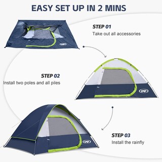 Foto 7 | Foto 7 | Carpa De Camping Impermeable Y A Prueba De Viento Para 4 Personas Con Cubierta Para Lluvia - Venta Internacional.