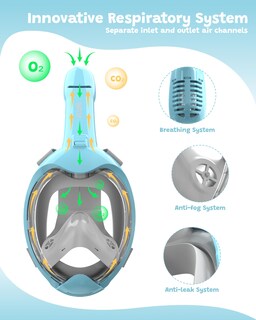 Foto 4 | Foto 4 | Máscara De Snorkel De Cara Completa Acure Para Niños Con Sistema Antivaho Y Tubería Seco 3-8 Años - Venta Internacional.
