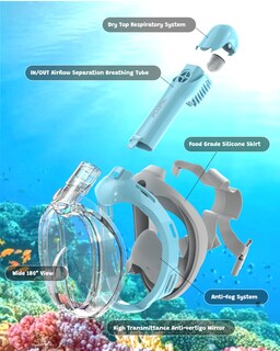 Foto 7 | Foto 7 | Máscara De Snorkel De Cara Completa Acure Para Niños Con Sistema Antivaho Y Tubería Seco 3-8 Años - Venta Internacional.