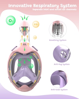 Foto 3 | Foto 3 | Máscara De Snorkel Acure Para Niños De Cara Completa Antivaho Con Válvula Secadora 3-8 Años - Venta Internacional.