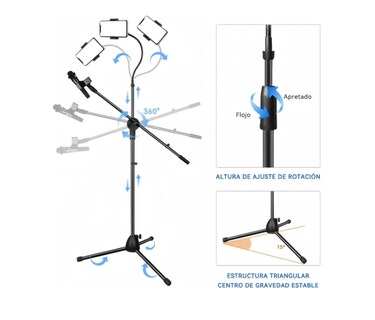 Foto 3 | Foto 3 | Soporte Para Micrófono Xtellar Con Teléfono Pedestal Atril