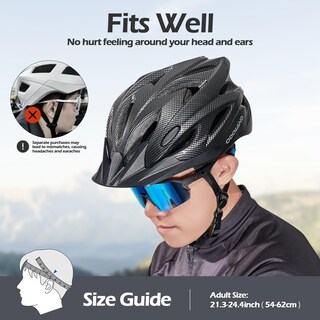 Foto 2 | Foto 2 | Casco De Bicicleta Odoland Carbon Black Con Gafas De Sol Para Adultos - Venta Internacional.