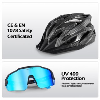 Foto 6 | Foto 6 | Casco De Bicicleta Odoland Carbon Black Con Gafas De Sol Para Adultos - Venta Internacional.