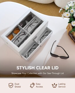 Foto 3 | Foto 3 | Organizador De Anteojos De Sol Co-z De Cuero Con 12 Compartimentos Y Cerradura Blanco - Venta Internacional.