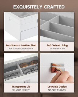 Foto 4 | Foto 4 | Organizador De Anteojos De Sol Co-z De Cuero Con 12 Compartimentos Y Cerradura Blanco - Venta Internacional.