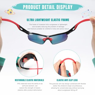 Foto 5 | Foto 5 | Gafas De Sol Para Niños Vcarsian Polarizadas De Béisbol Con Protección Uv400 Y Montura Tr90 - Venta Internacional.
