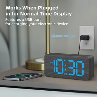 Foto 3 | Foto 3 | Reloj Despertador Digital De Madera Uscce Con Doble Alarma Y Puerto Usb - Venta Internacional.