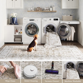 Foto 4 | Foto 4 | Alfombra Jinchan Redonda Florales Vintage Antideslizante Taupe 122cm - Venta Internacional.