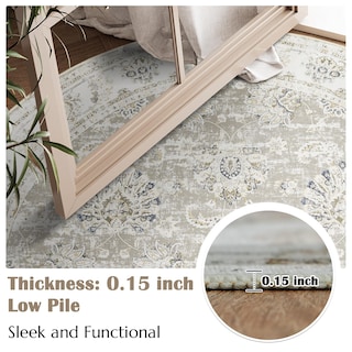 Foto 5 | Foto 5 | Alfombra Jinchan Redonda Florales Vintage Antideslizante Taupe 122cm - Venta Internacional.