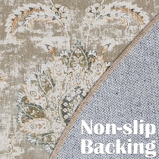 Foto 6 | Foto 6 | Alfombra Jinchan Redonda Florales Vintage Antideslizante Taupe 122cm - Venta Internacional.