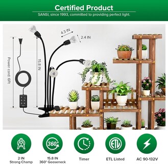Foto 6 | Foto 6 | Luz De Crecimiento Para Plantas Sansi 600w Espectro Completo Con 4 Brazos Flexibles Y Temporizador - Venta Internacional.
