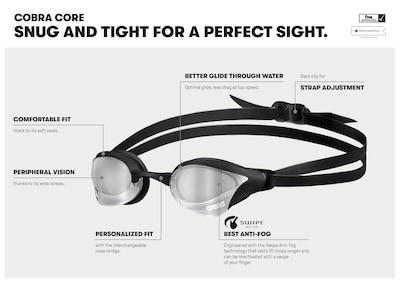 Foto 2 | Foto 2 | Gafas De Natación Arena Cobra Core Swipe Antivaho Unisex - Venta Internacional.