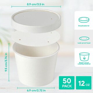 Foto 2 | Foto 2 | Recipientes Para Sopa Jolly Party De Papel De 12 Onzas 50 Unidades Con Tapas Color Blanco - Venta Internacional.