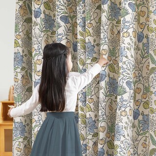 Foto 2 | Foto 2 | Cortinas Jinchan Para Habitación Infantil Florales Azules Opacas 244x132 Cm Juego De 2 Piezas - Venta Internacional.