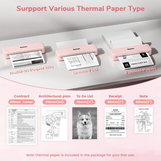 Foto 6 | Foto 6 | Impresora Portátil Phomemo M834 Bluetooth Thermal 300dpi Rosa - Venta Internacional.