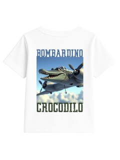 Foto 2 | Foto 2 | Playera Bombardino Crocodilo Zyro Kids 1006 Blanca Gráfica Divertida