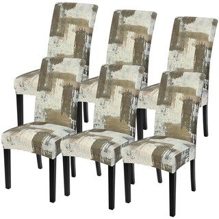 Foto 1 | Foto 1 | Fundas Para Sillas De Comedor Searchi Juego De 6 Marrón Abstracto - Venta Internacional.