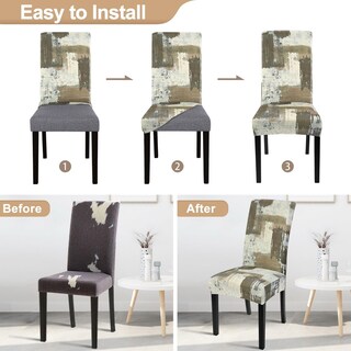 Foto 4 | Foto 4 | Fundas Para Sillas De Comedor Searchi Juego De 6 Marrón Abstracto - Venta Internacional.