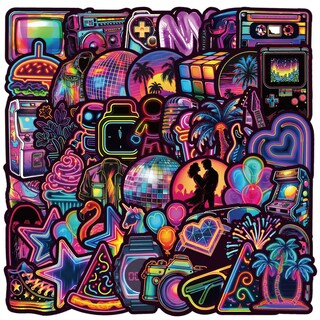 Foto 1 | Foto 1 | Calcomanías De Grafiti Impermeables De Vinilo De Neón 50 Unidades - Venta Internacional.