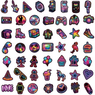 Foto 2 | Foto 2 | Calcomanías De Grafiti Impermeables De Vinilo De Neón 50 Unidades - Venta Internacional.