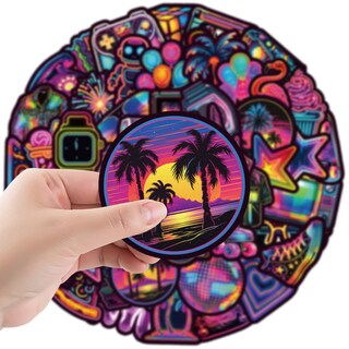 Foto 3 | Foto 3 | Calcomanías De Grafiti Impermeables De Vinilo De Neón 50 Unidades - Venta Internacional.