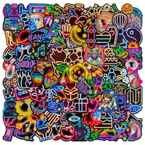 Pegatinas 100 Unidades Por Lote De Vinilo De Neón Mixto Impermeables Grafiti - Venta Internacional.