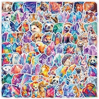 Pegatinas De Cristal Colorido Con Forma De Animal 100 Unidades Por Lote Impermeables - Venta Internacional.
