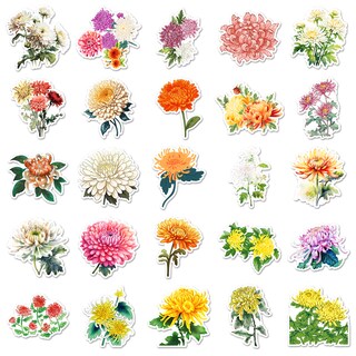 Foto 5 | Foto 5 | Pegatinas De Vinilo Impermeable Con Flores De Crisantemo 50 Unidades - Venta Internacional.
