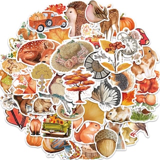 Foto 2 | Foto 2 | Pegatinas De Vinilo Autumn Forest Con Forma De Piña Y Ardilla 50 Unidades - Venta Internacional.