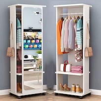 Perchero Closet Giratorio Armario Con Espejo Cuerpo Completo