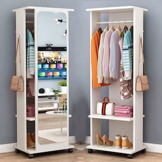 Foto 1 | Foto 1 | Perchero Closet Giratorio Armario Con Espejo Cuerpo Completo