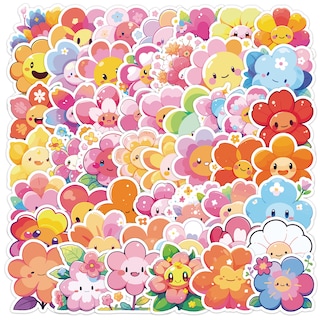 Foto 1 | Foto 1 | Pegatinas Kawaii Flower 50 Unidades De Vinilo Impermeable Para Decoración - Venta Internacional.