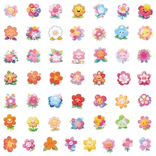 Foto 3 | Foto 3 | Pegatinas Kawaii Flower 50 Unidades De Vinilo Impermeable Para Decoración - Venta Internacional.